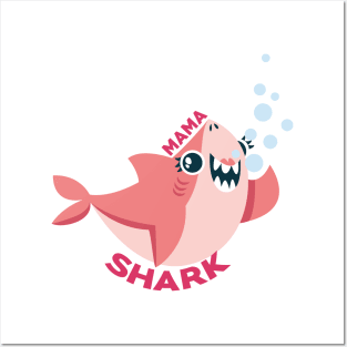 mama shark funny shirts for women Posters and Art